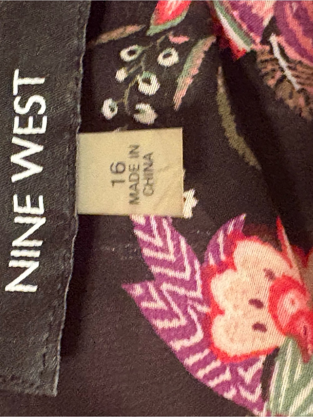 Ninewest Black and Pink Floral Long-Sleeve Dress - Picture 6 of 6